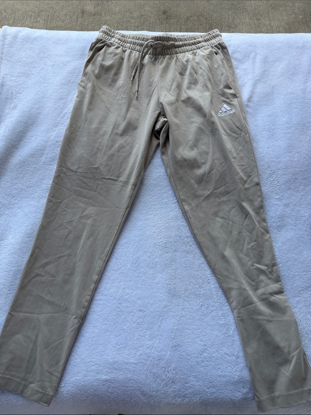 adidas Tan/Beige Men's Joggers with Drawstring Waist